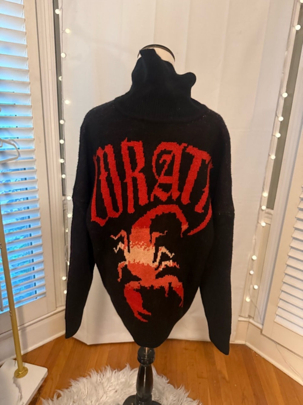 Spirit Jersey Drati Scorpion Zip Up Sweater Cardigan Black Red Graphic Size M